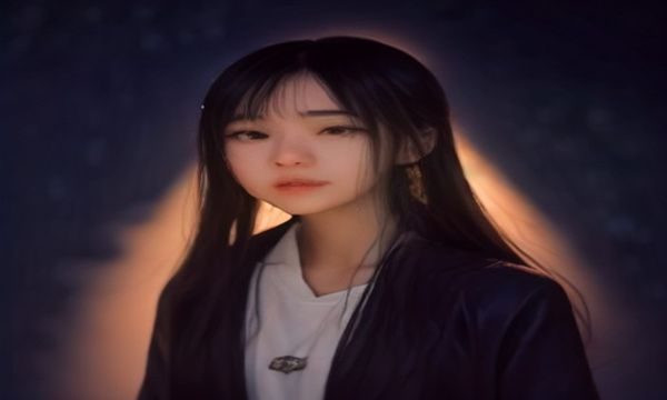 雨夜街头两人对话场景的电影剧照氛围图，象征爱情类作品的情感张力